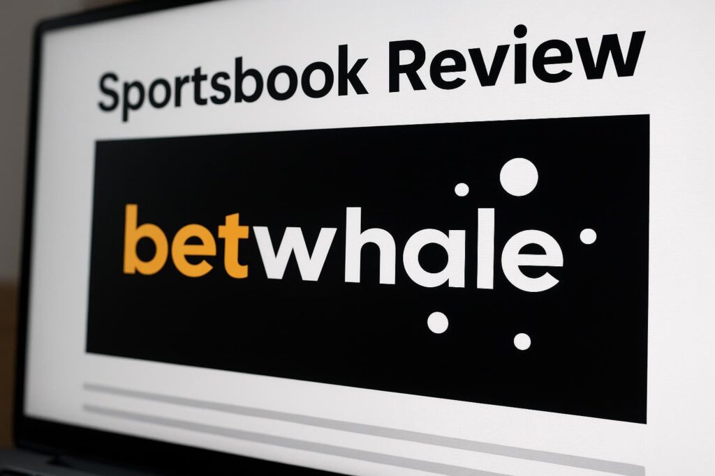 Sportsbook review image featuring the Betwhale logo in bold letters. Find out more in this Betwhale review to enhance your online sports betting experience.